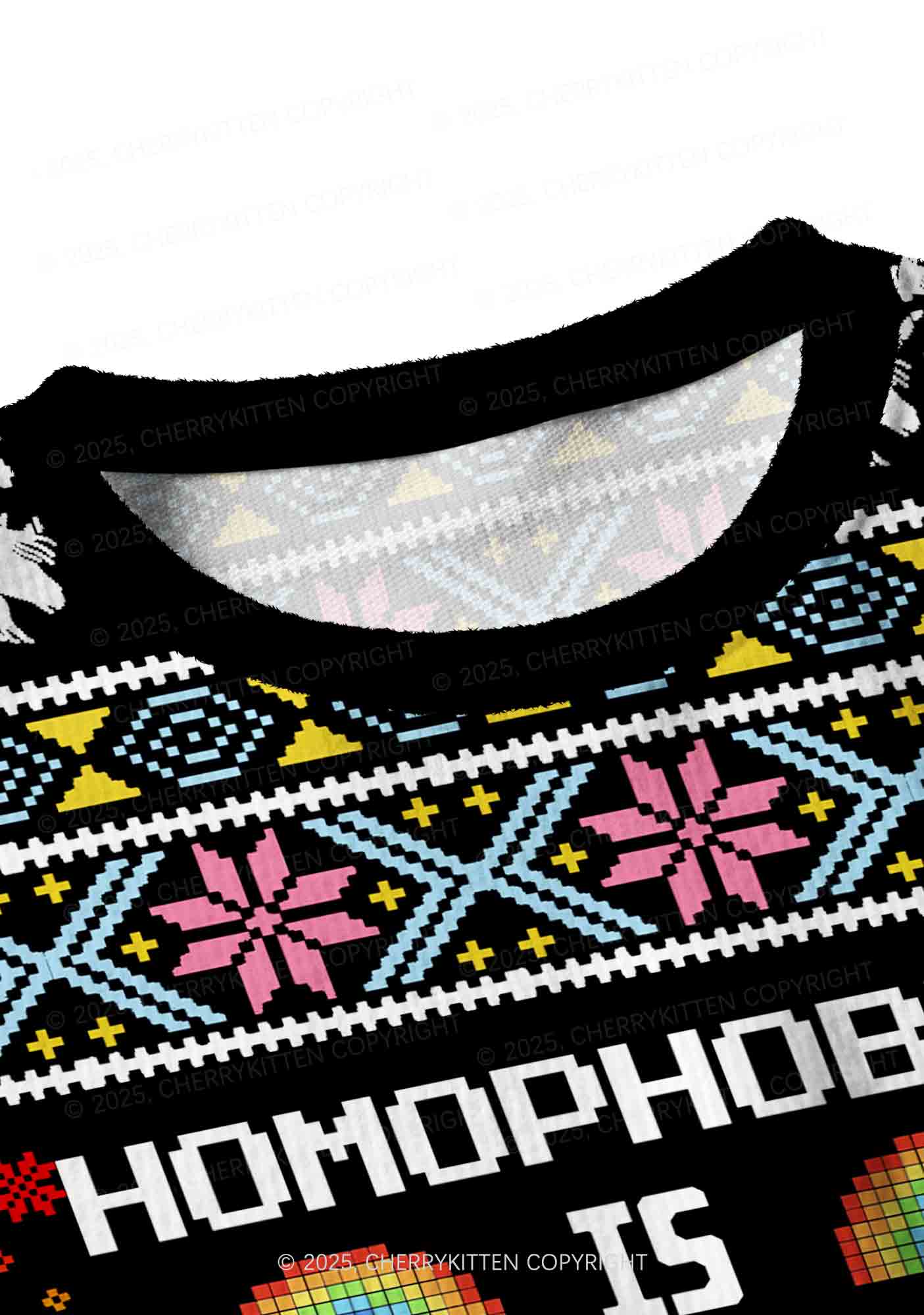 Homophobia Is Gay Pride Y2K Christmas Crop Knit Sweatshirt Cherrykitten