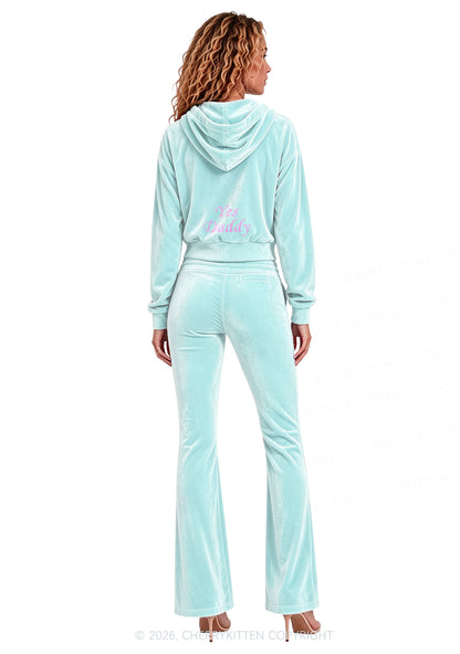 Rhinestone Yes Daddy Y2K Velvet Tracksuit Set Cherrykitten
