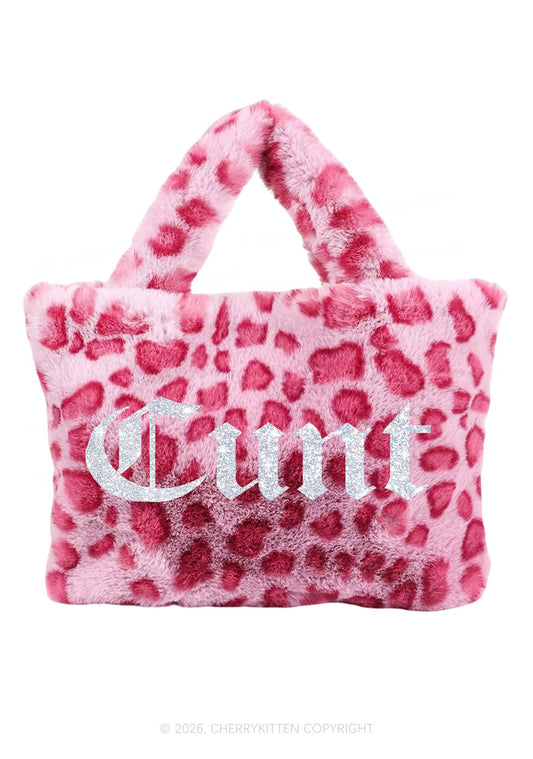 Glitter Cxxt Y2K Plush Leopard Handbag Cherrykitten