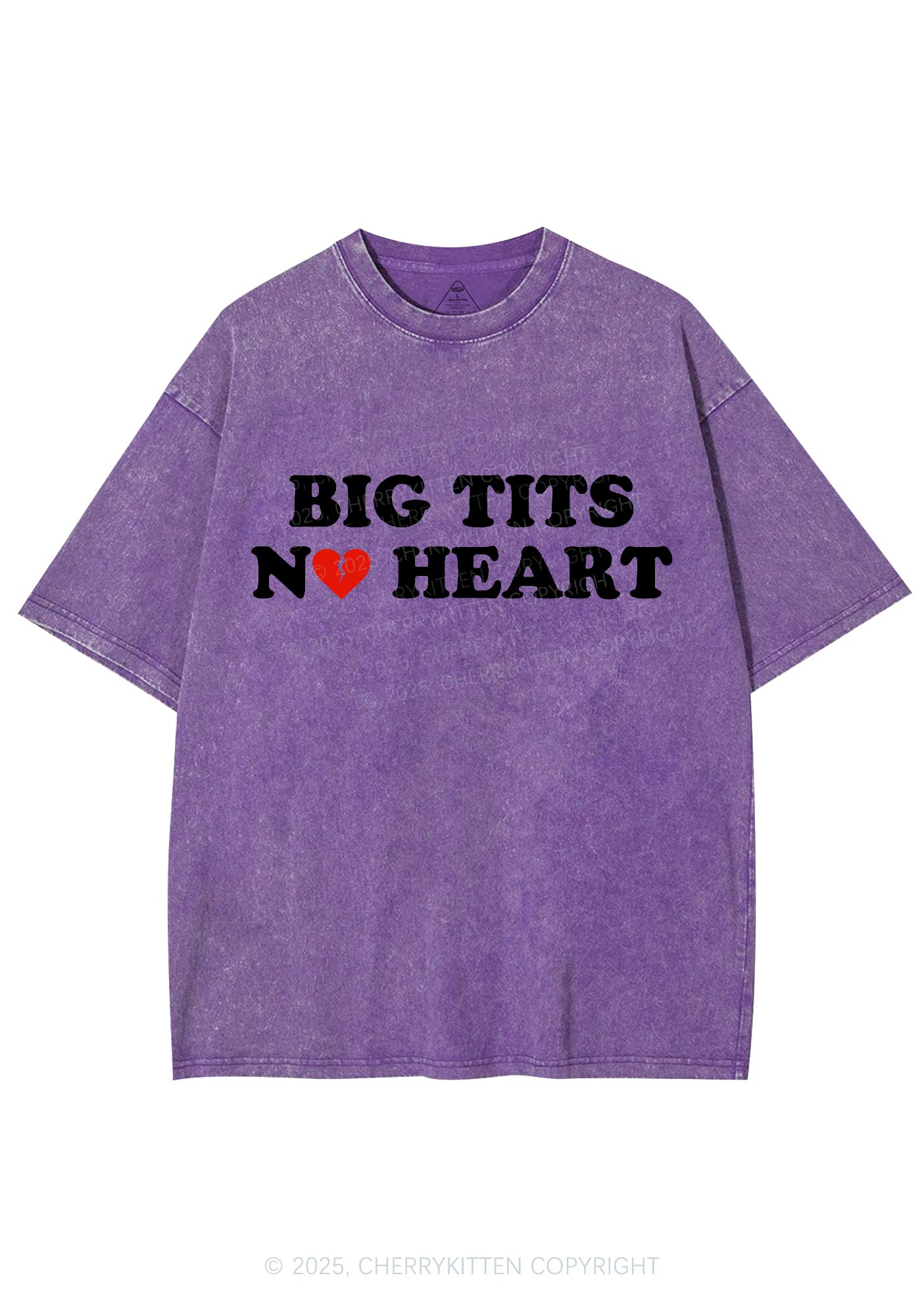 Big Txts No Heart Y2K Shirts Washed Tee Cherrykitten