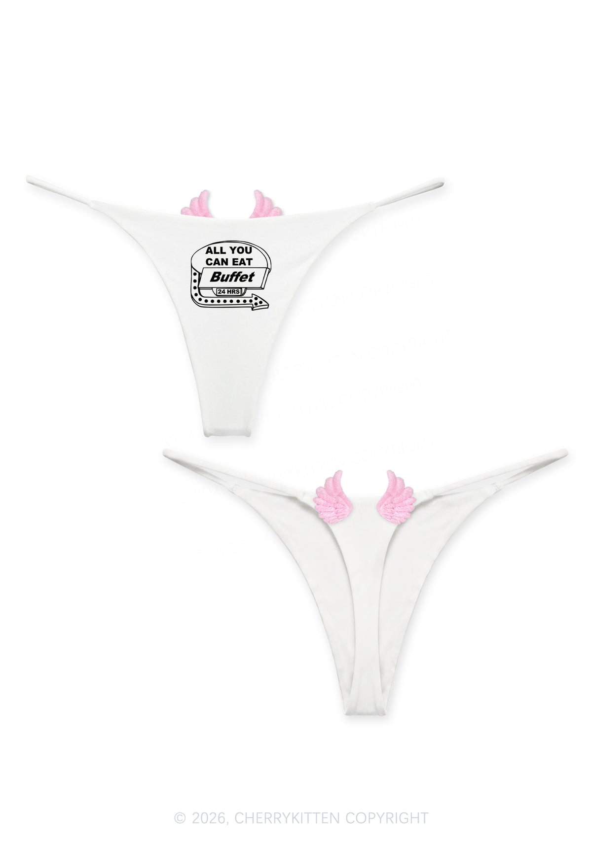 All You Can Eat Buffet Y2K Goth Angel Wings Bikini String Thong Cherrykitten