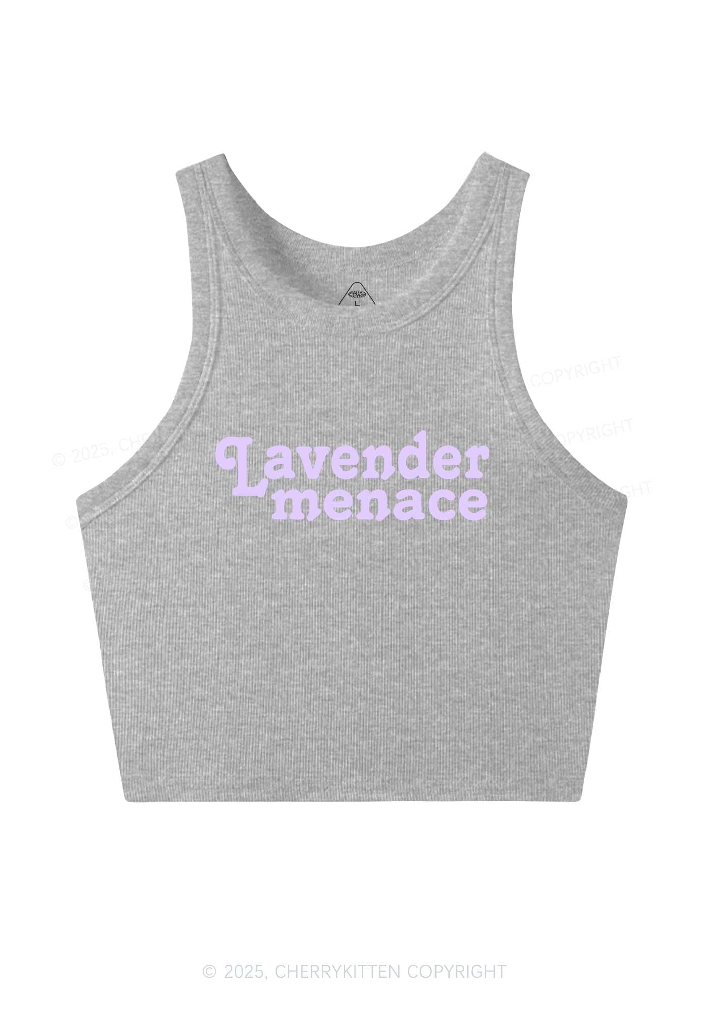 Lavender Menace Y2K Crop Tank Top Cherrykitten