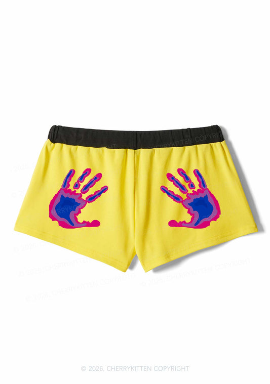 Bisexual Thermal Hands Pride Y2K Drawstring Mini Shorts Cherrykitten