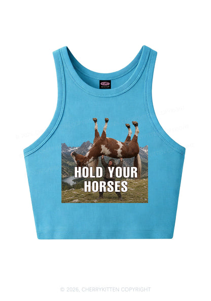 Man Hold Your Horses Y2K Crop Tank Top Cherrykitten