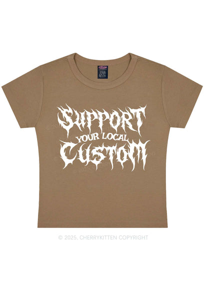 Custom Support Your Local Y2K Baby Tee Cherrykitten