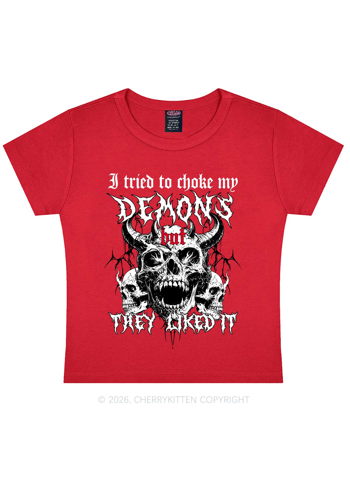 Halloween Choke My Demons Y2K Baby Tee Cherrykitten