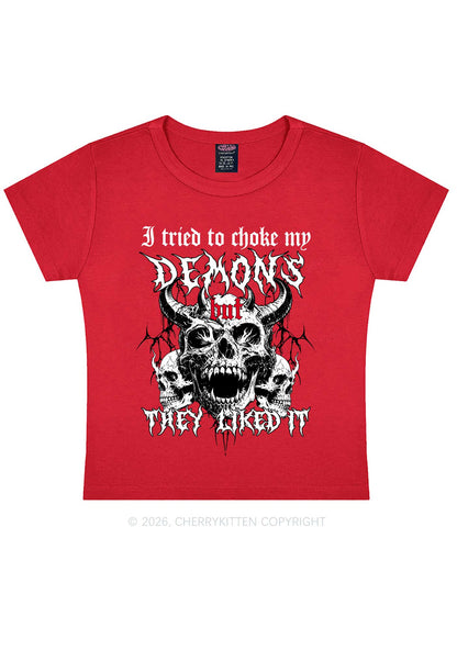 Halloween Choke My Demons Y2K Baby Tee Cherrykitten