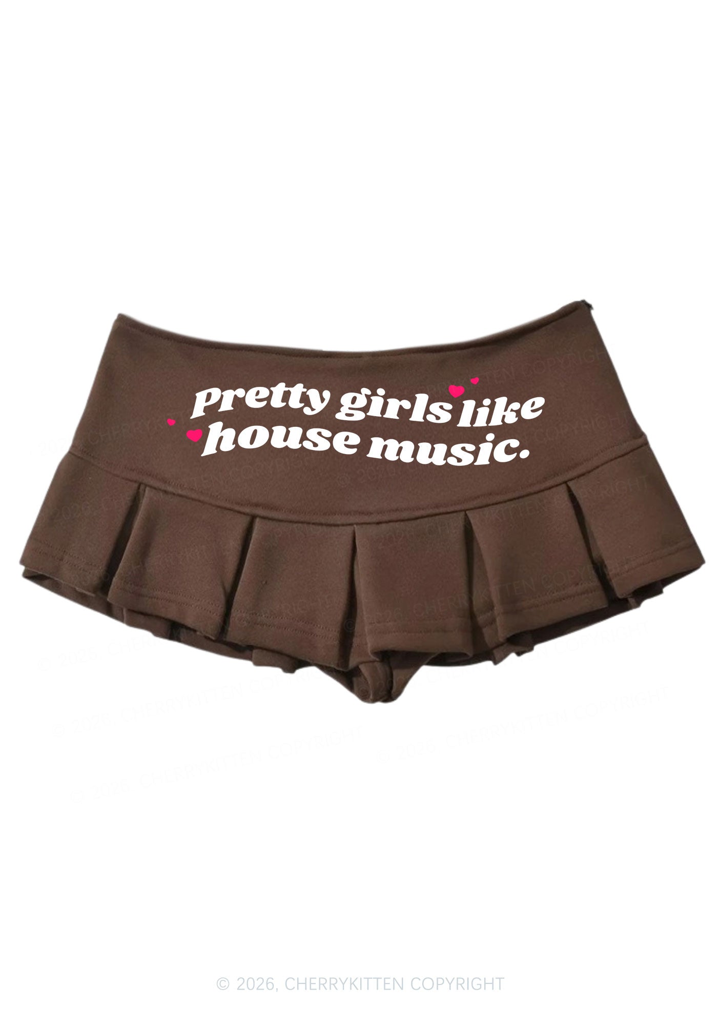 Pretty Girls Like House Music Y2K Mini Pleated Skirts Cherrykitten