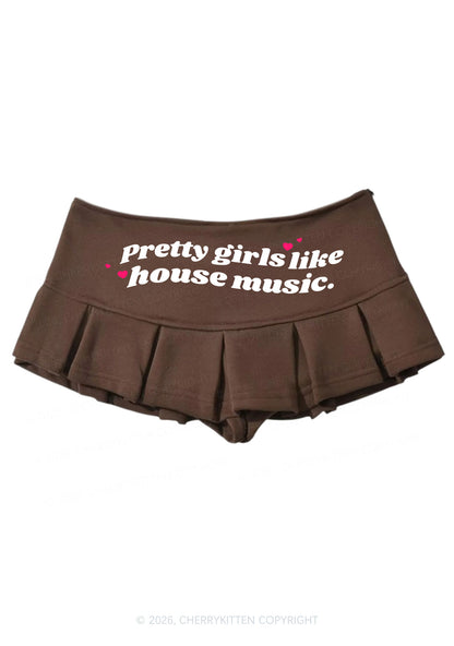 Pretty Girls Like House Music Y2K Mini Pleated Skirts Cherrykitten