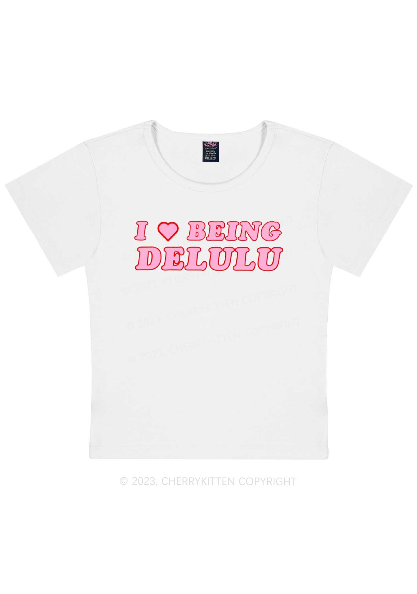 Being Delulu Y2K Baby Tee Cherrykitten