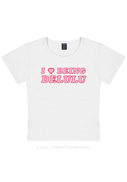 Being Delulu Y2K Baby Tee Cherrykitten