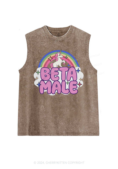 Beta Male Unicorn Y2K Washed Tank Cherrykitten