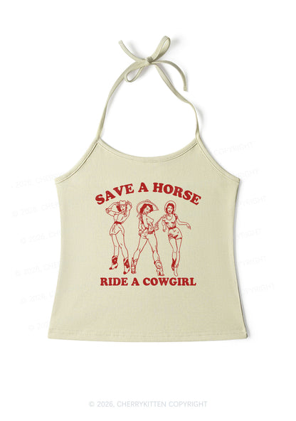Ride A Cowgirl Pride Y2K Halter Neck Cami Cherrykitten