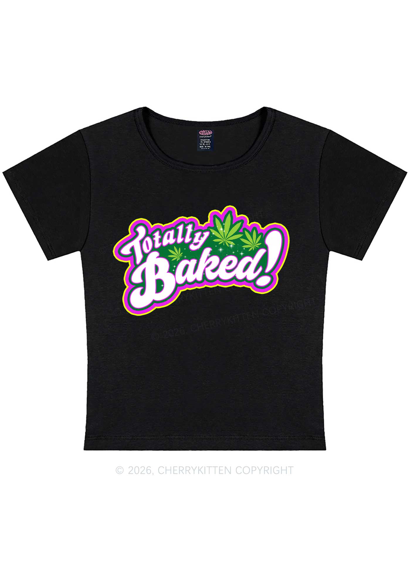 Totally Baked Y2K Baby Tee Cherrykitten