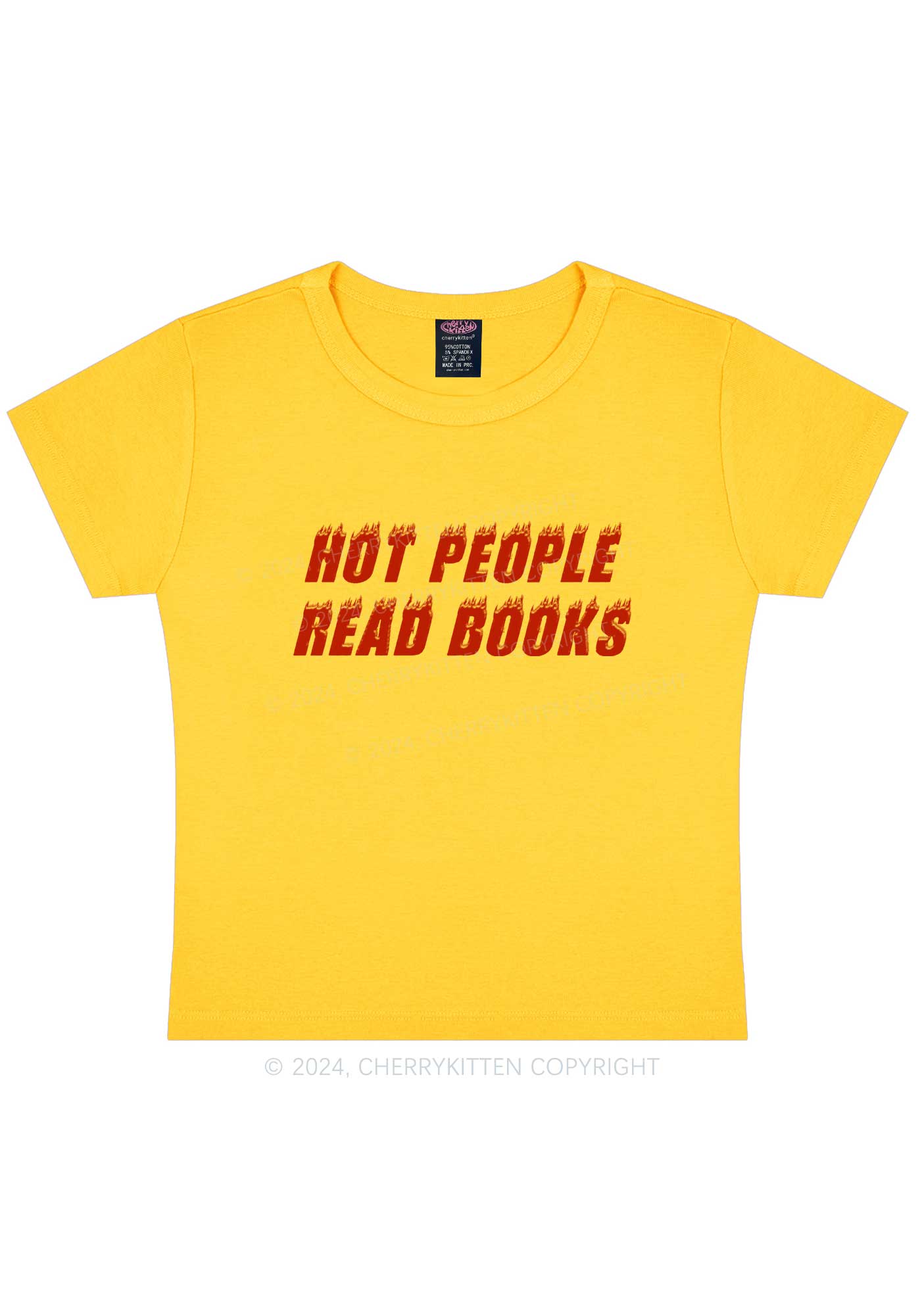 Hot People Read Books Y2K Baby Tee Cherrykitten