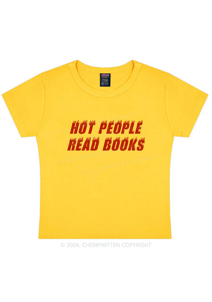 Hot People Read Books Y2K Baby Tee Cherrykitten