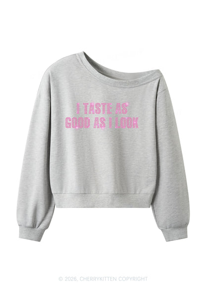 Rhinestone Taste Good Y2K Off Shoulder Sweatshirts Cherrykitten