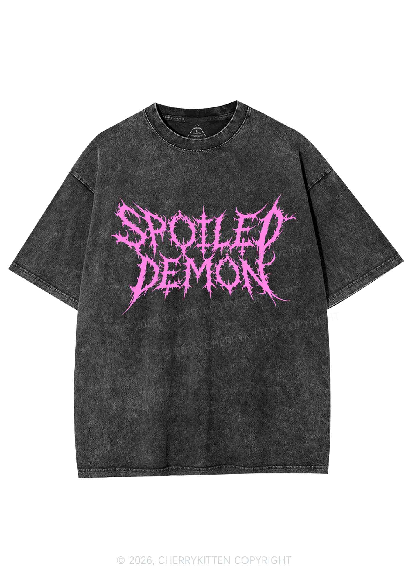 Halloween Spoiled Demon Y2K Shirts Washed Tee Cherrykitten