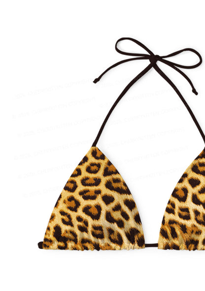 Brown Leopard Y2K Print Bikini Set Cherrykitten