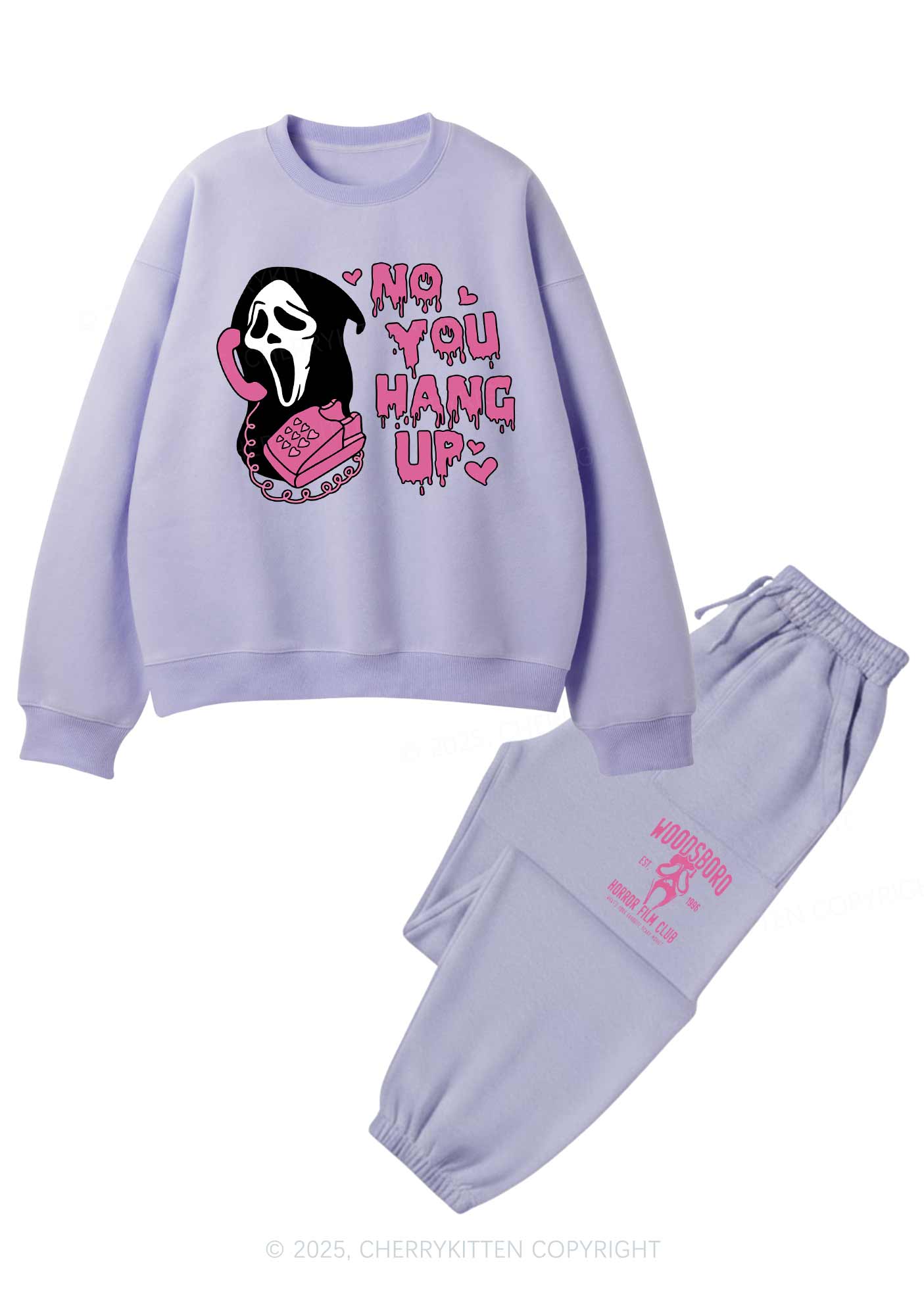 Halloween No You Hang Up Y2K Fleece Sweatshirts Set Cherrykitten