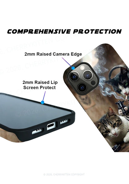 Smoking Cats Tattoo Scene Y2K Phone Case Cherrykitten