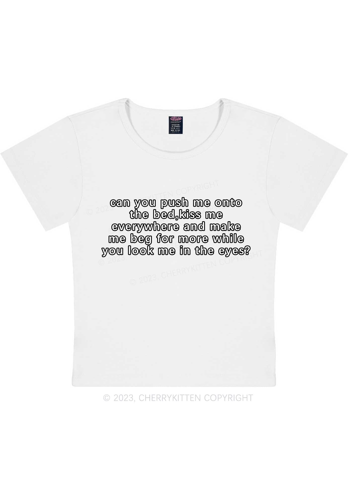 Curvy Push Me Onto Bed Y2K Baby Tee Cherrykitten