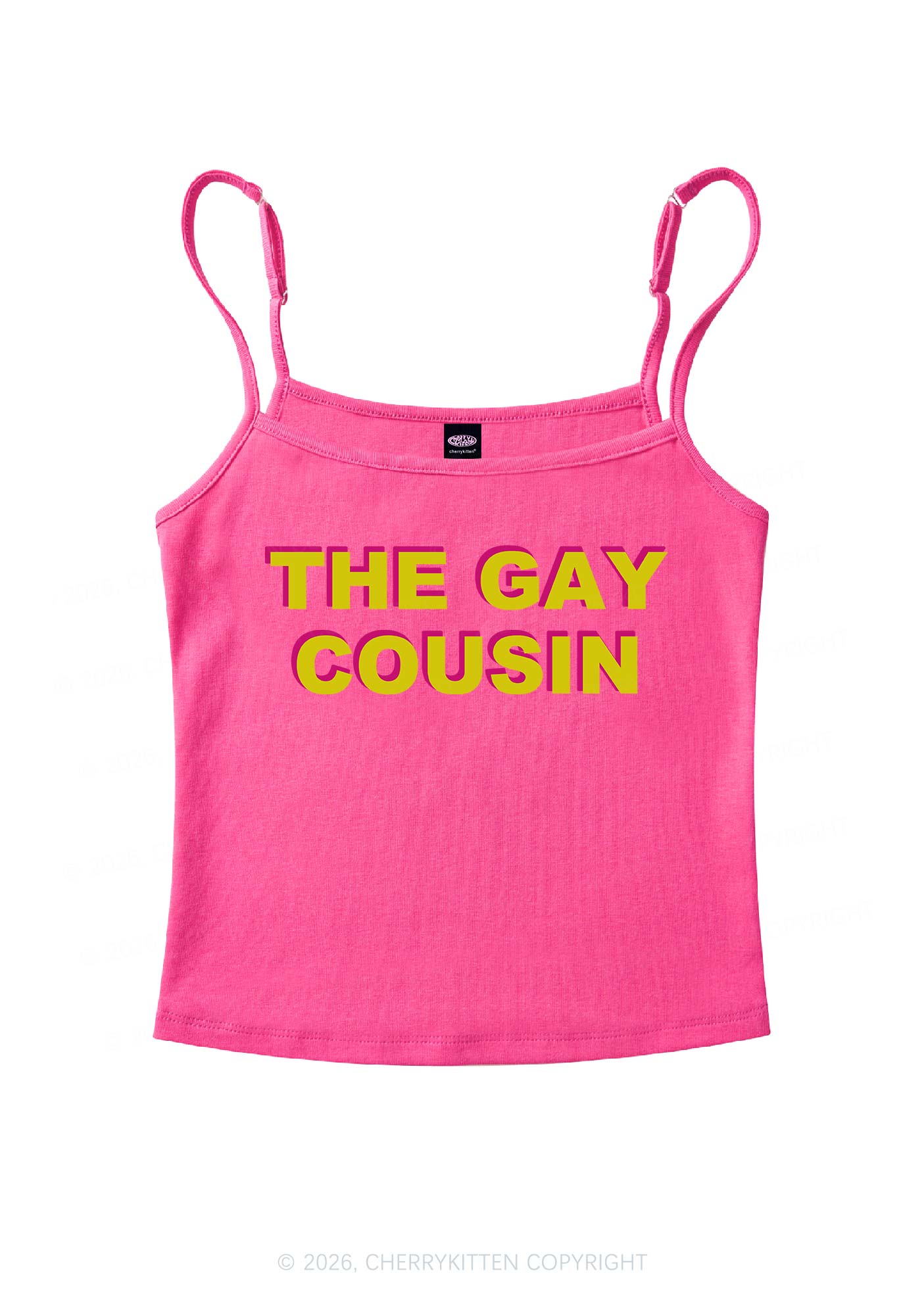 The Gay Cousin Pride Y2K Spaghetti Strap Cami Cherrykitten