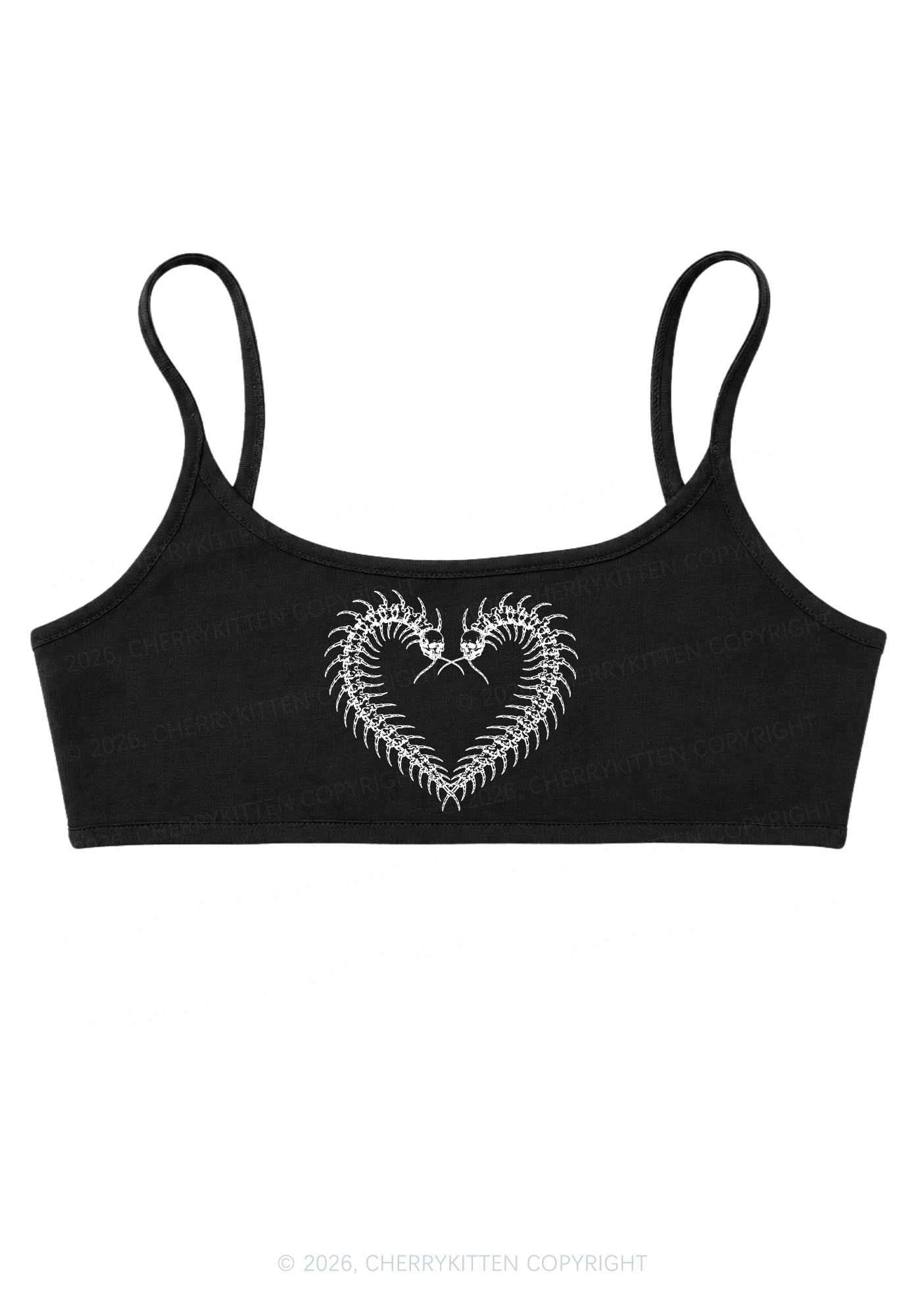 Halloween Centipede Heart Shape Y2K Super Crop Cami Cherrykitten