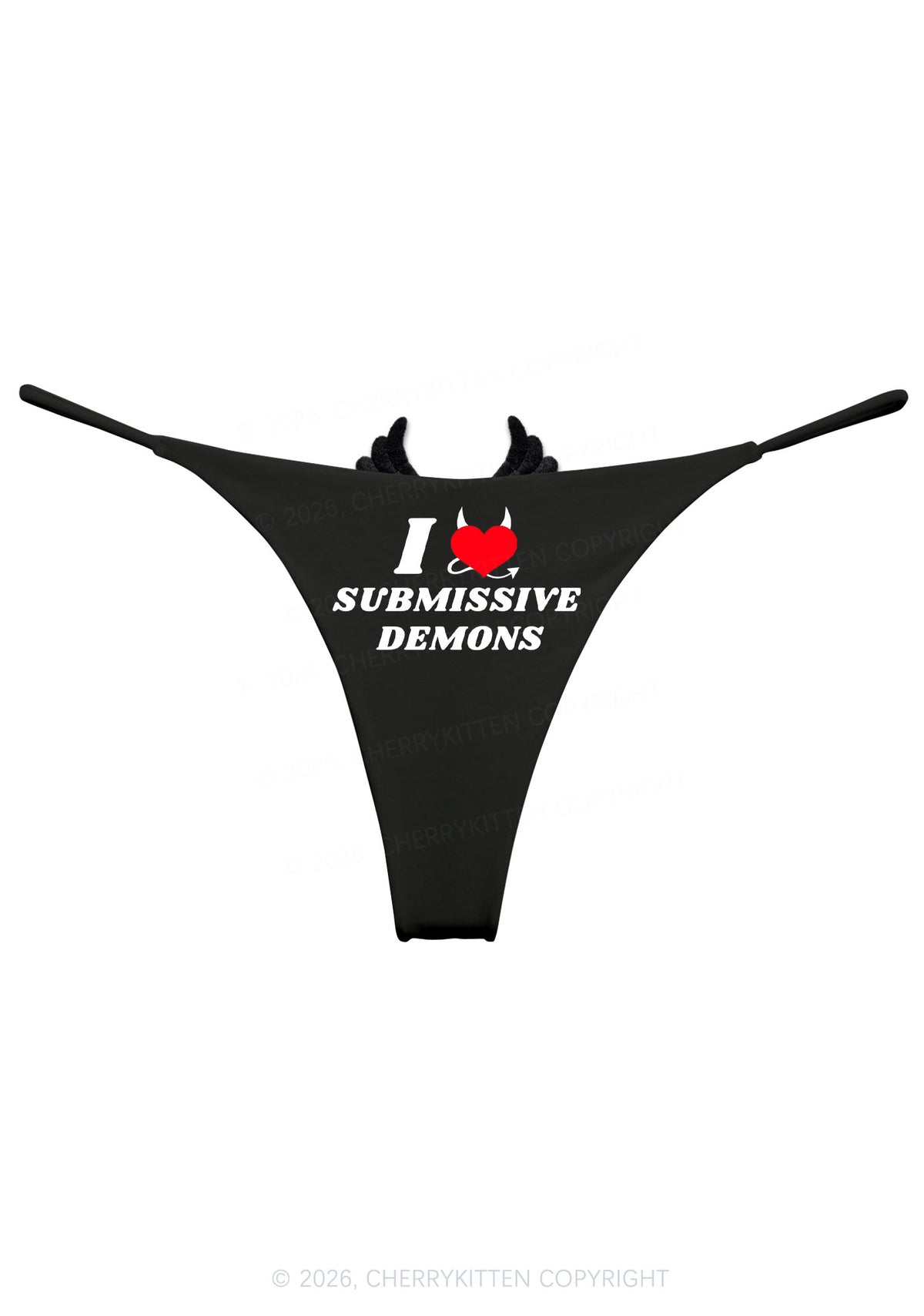 Halloween I Love S Demons Y2K Goth Angel Wings Bikini String Thong Cherrykitten