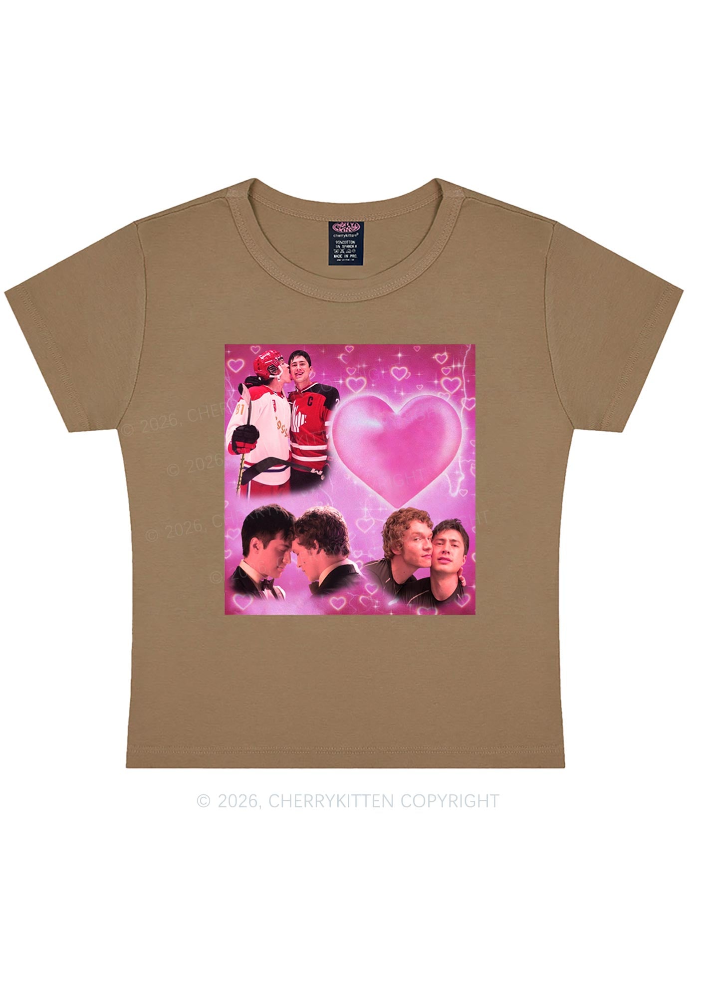 Pink Heart Portrait HR Y2K Baby Tee Cherrykitten