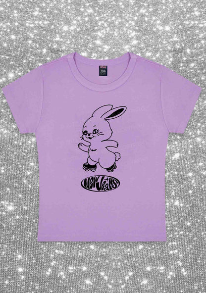 Skating Rabbit Kpop Y2K Baby Tee Cherrykitten