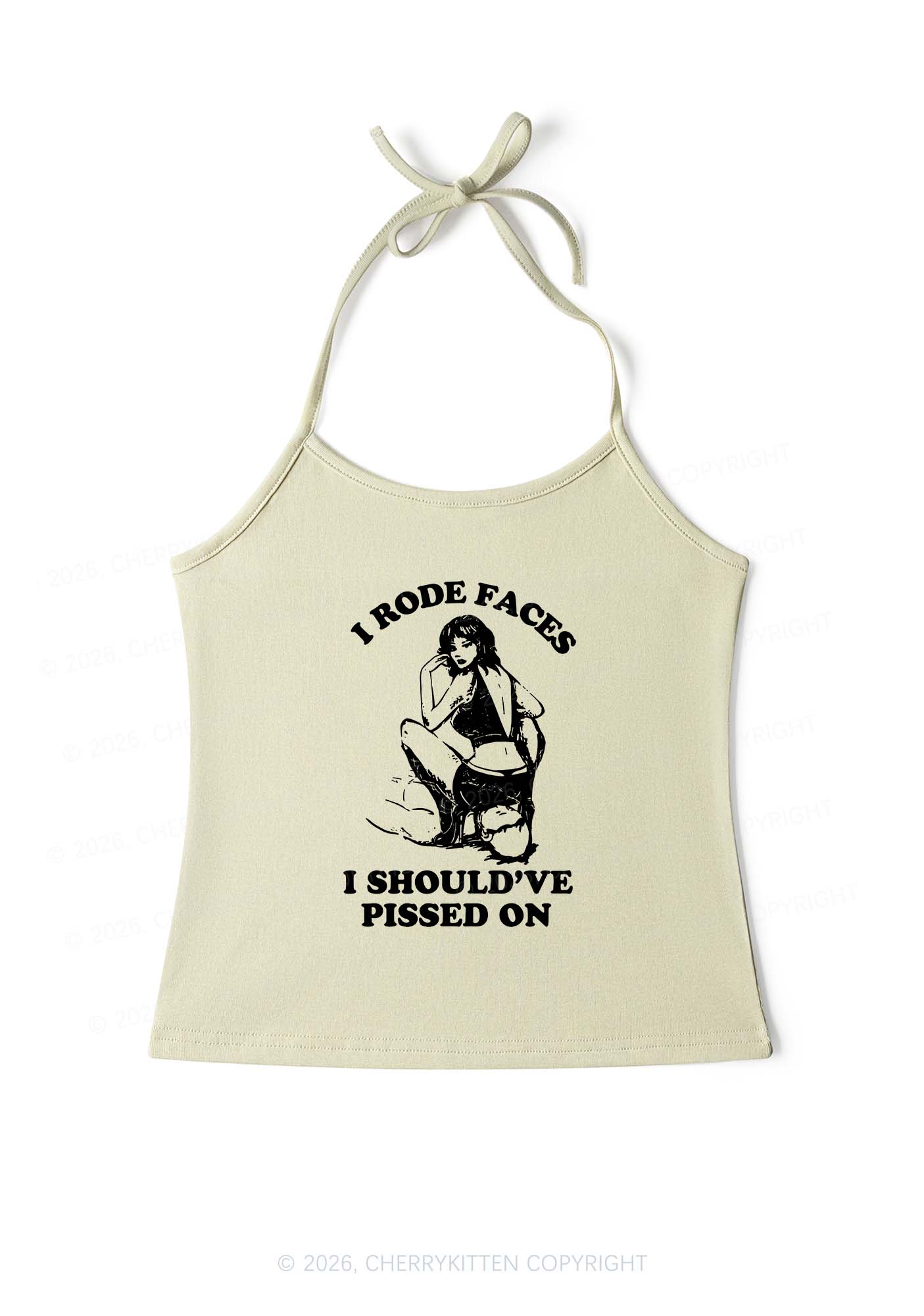 I Rode Faces Y2K Halter Neck Cami Cherrykitten