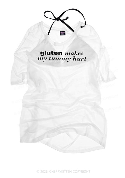 Gluten Makes Tummy Hurt Y2K Sheer Boyfriend Tee Cherrykitten