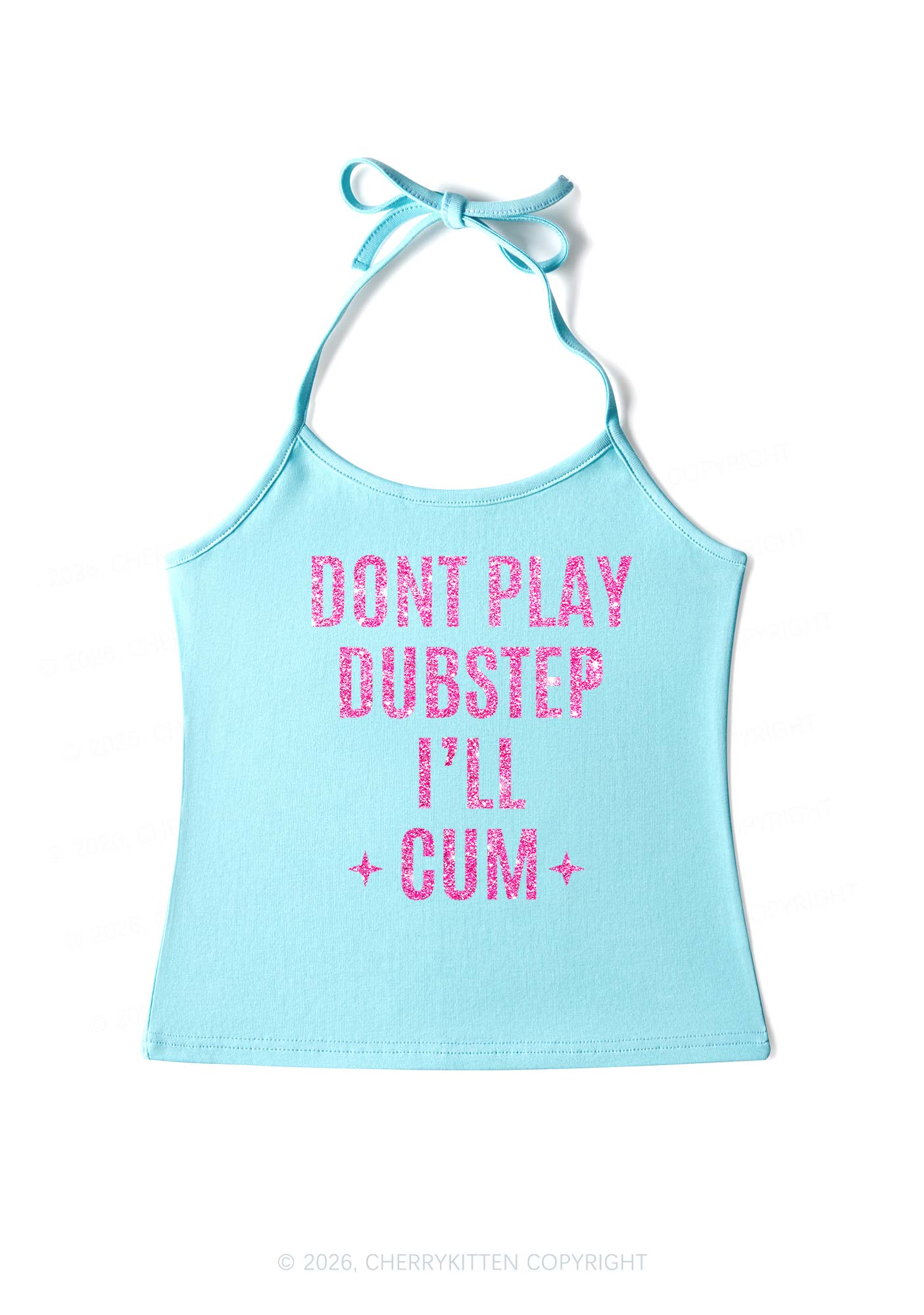 Glitter Dont Play Dubstep Y2K Halter Neck Cami Cherrykitten