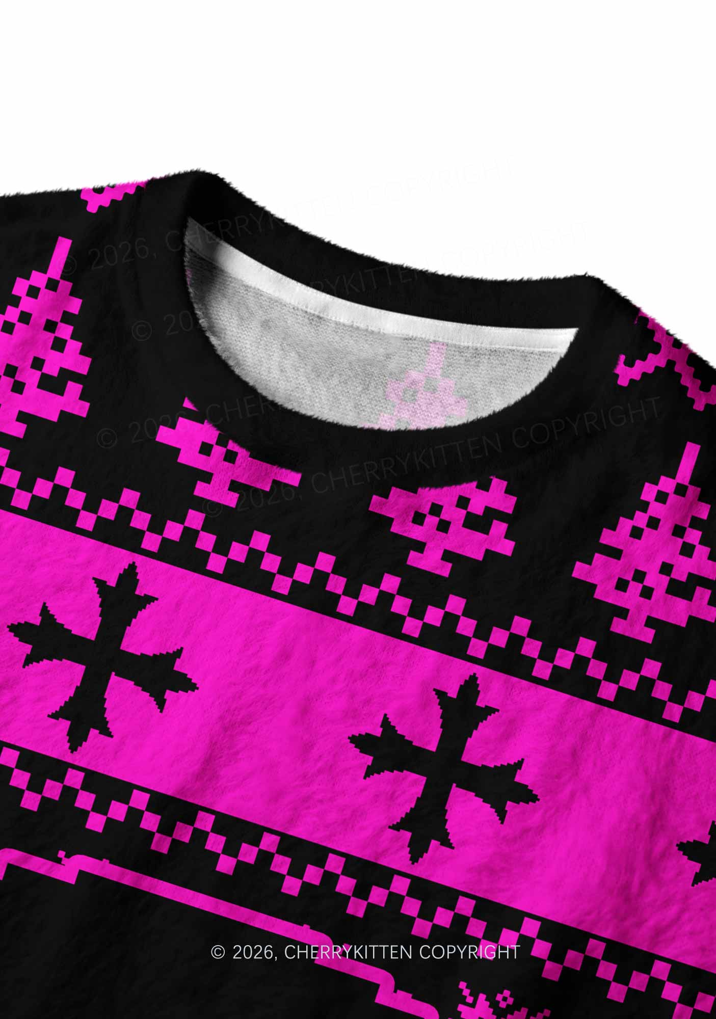 Pink Scissor Pride Y2K Christmas Knit Sweatshirt Cherrykitten