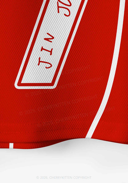Custom Red Korean Boys Y2K Crop Sport Jersey Shirts Cherrykitten