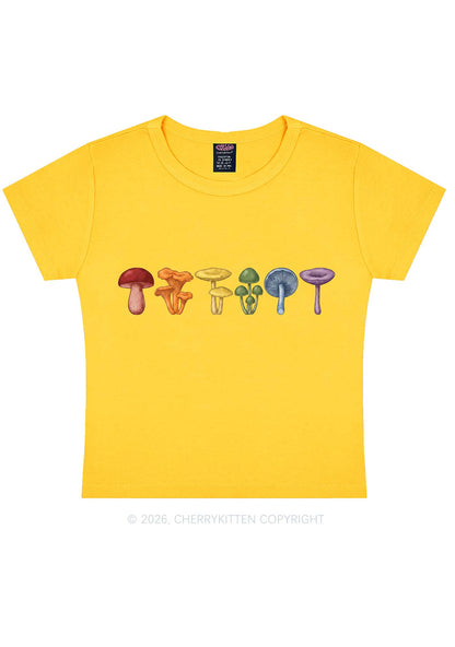 Rainbow Mushroom Pride Y2K Baby Tee Cherrykitten