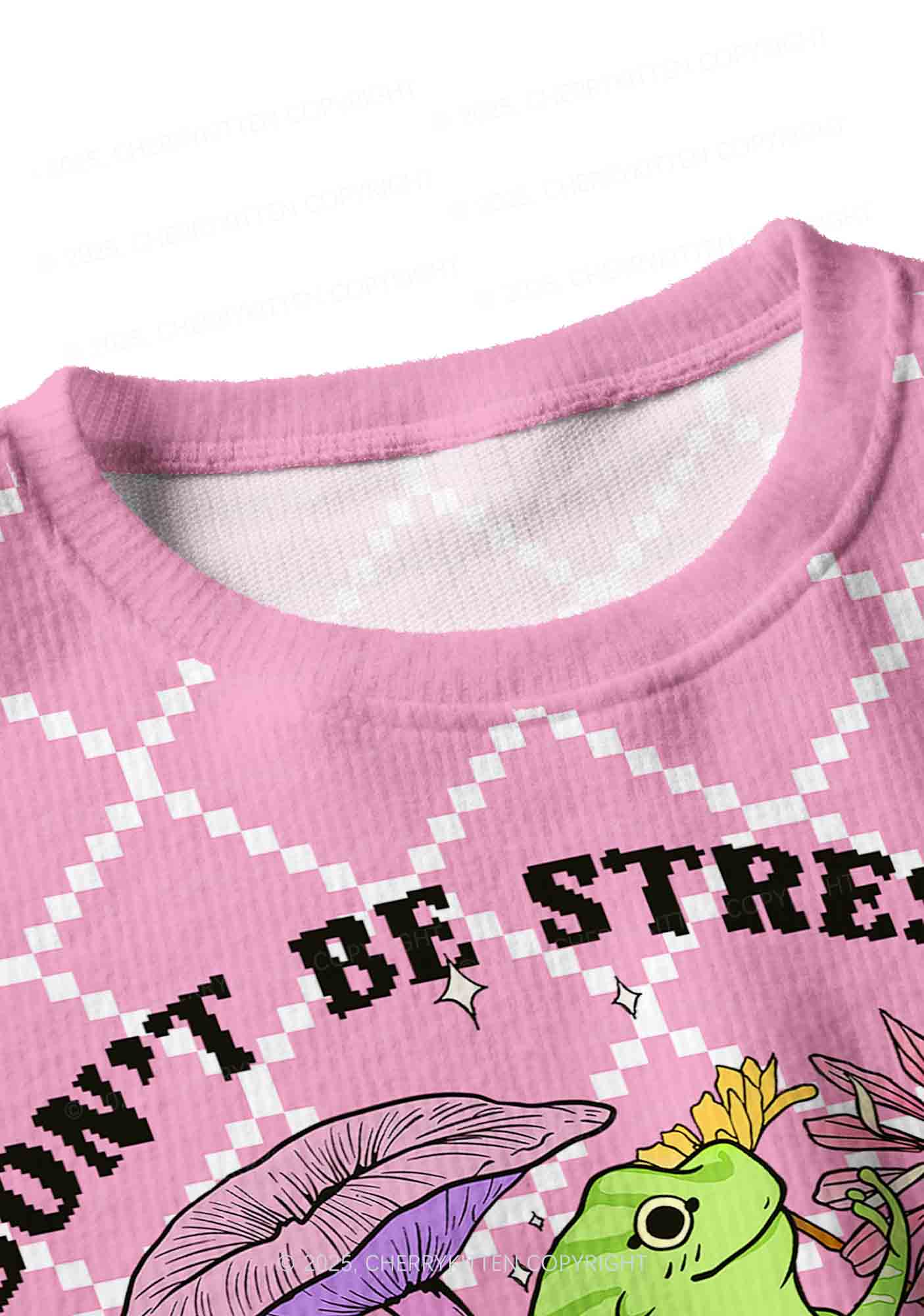 Dont Be Stressin Y2K Christmas Crop Knit Sweatshirt Cherrykitten