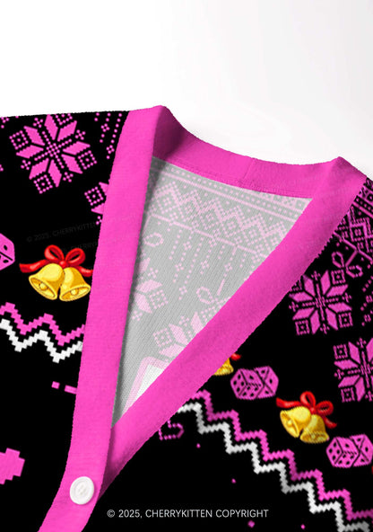 I Love S Men Y2K Christmas Cardigan Knit Sweatshirt Cherrykitten