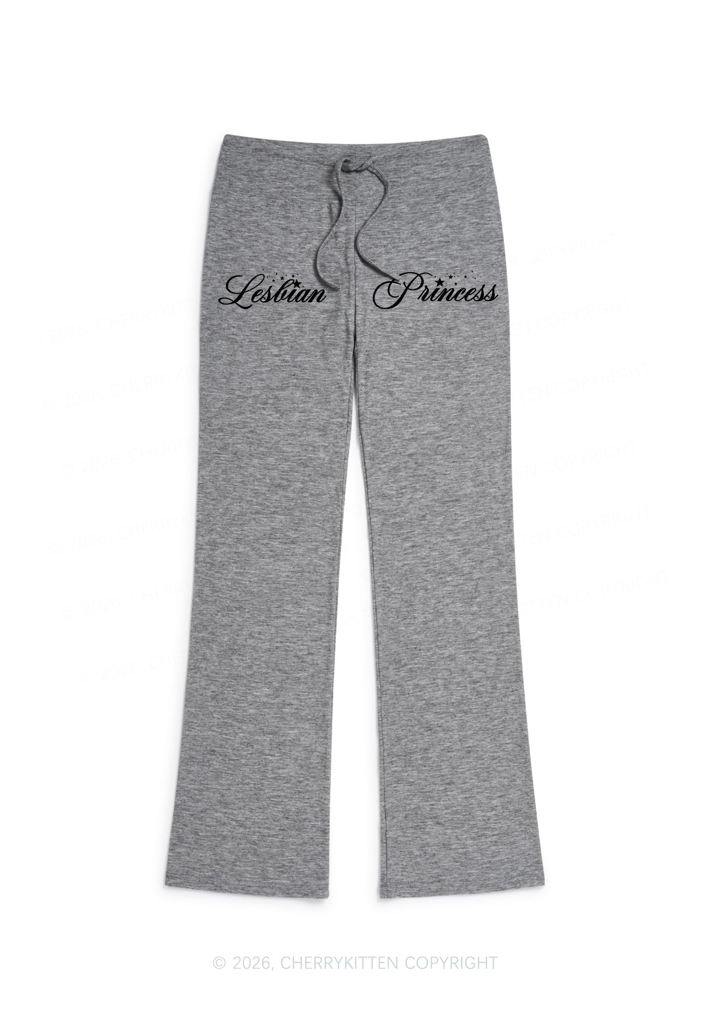 Lesbian Princess Pride Y2K Low Rise Drawstring Flare Pants Cherrykitten
