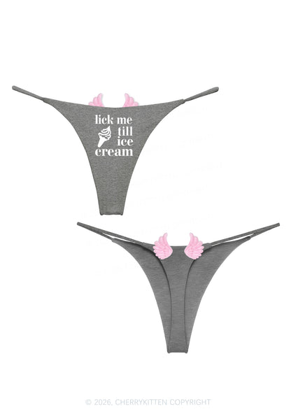 Lick Me Till Ice Cream Y2K Goth Angel Wings Bikini String Thong Cherrykitten