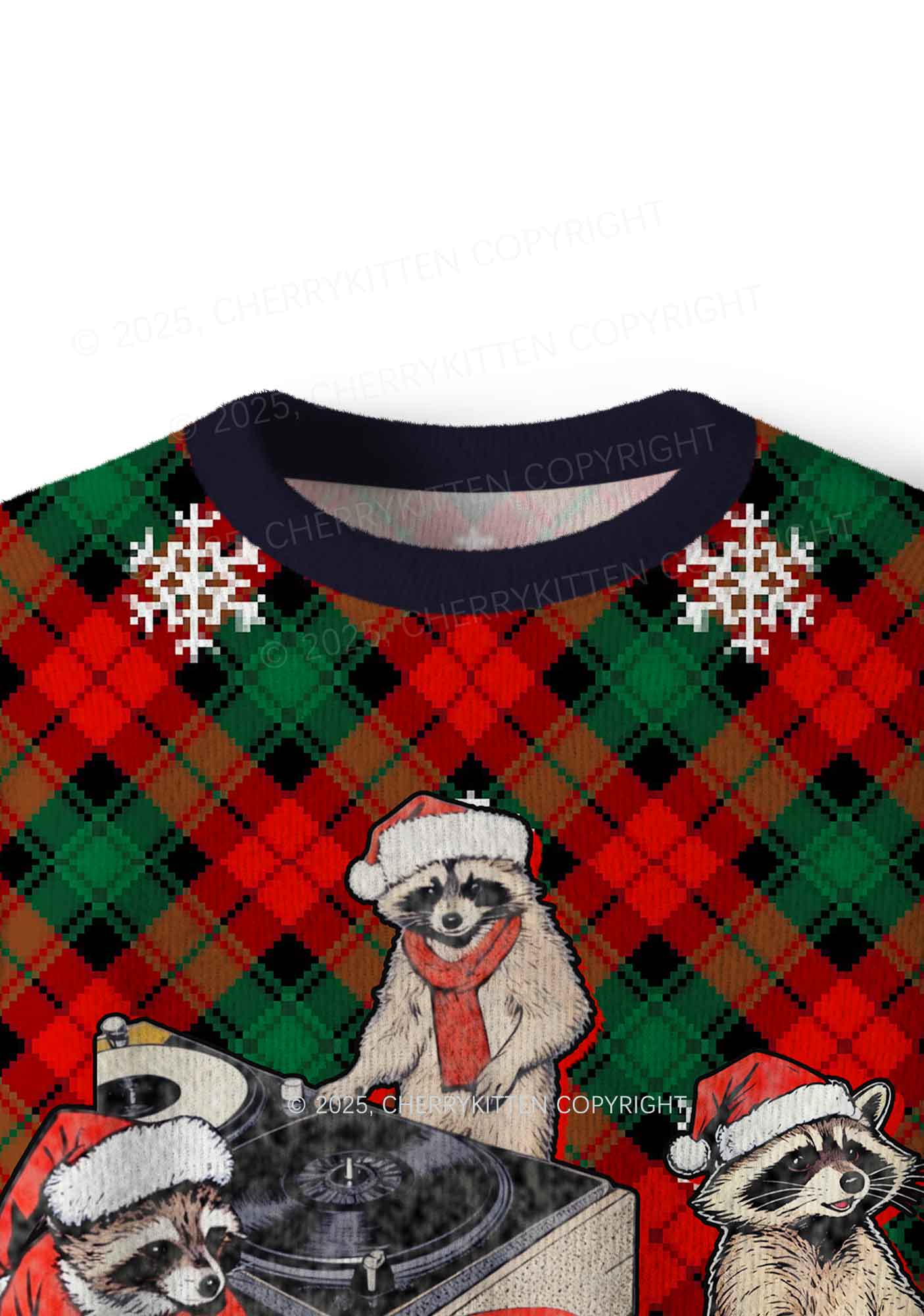 Raccoon Concert Y2K Christmas Knit Sweatshirt Cherrykitten