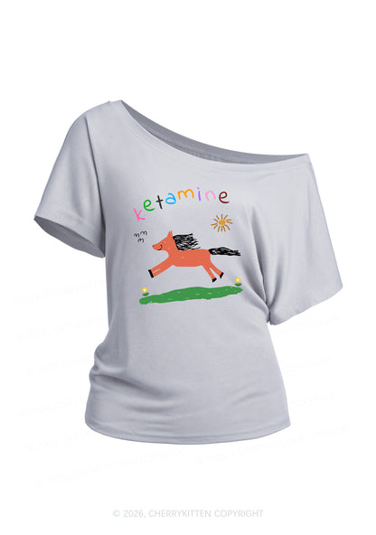 Orange Pony Y2K Off Shoulder Tee Cherrykitten