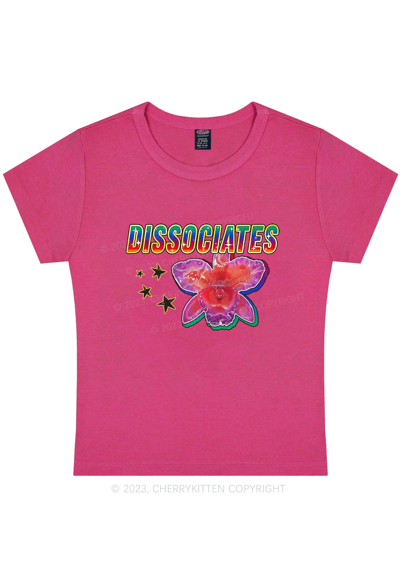 Curvy Dissociates Flower Y2K Baby Tee Cherrykitten