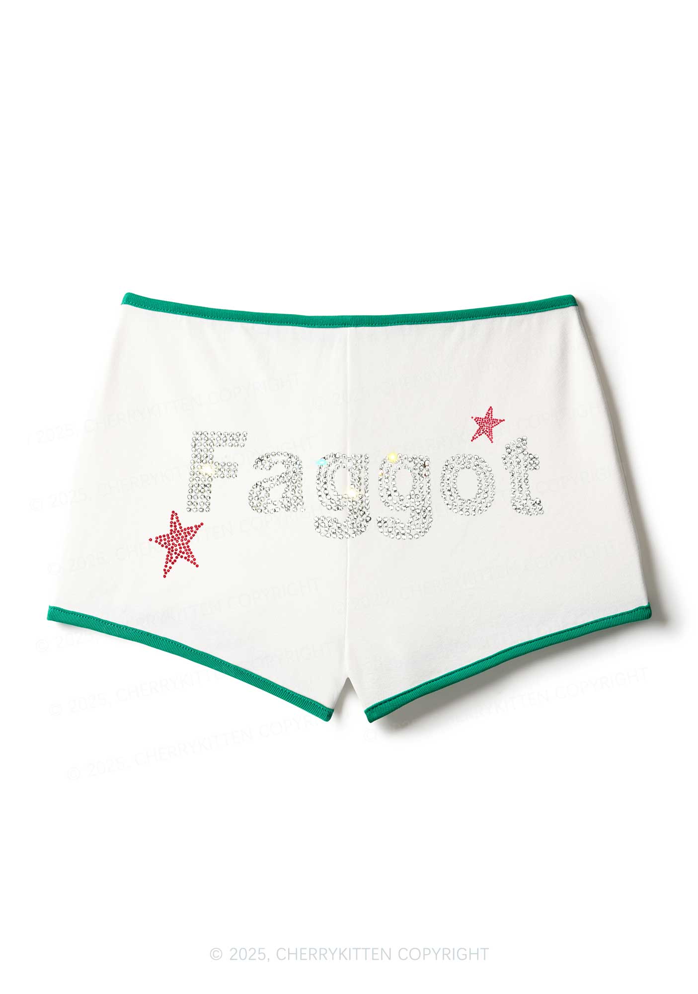Rhinestone Faggot Pride Y2K Booty Shorts Cherrykitten