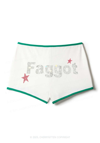 Rhinestone Faggot Pride Y2K Booty Shorts Cherrykitten