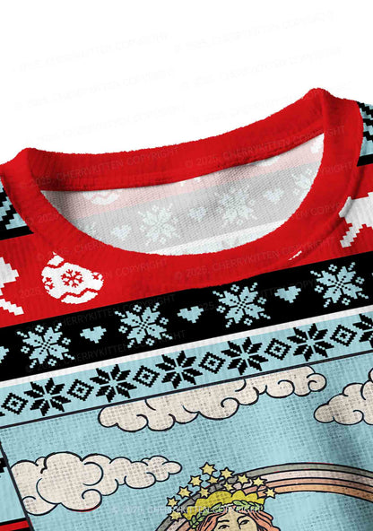 The Cat Lady Y2K Christmas Crop Knit Sweatshirt Cherrykitten