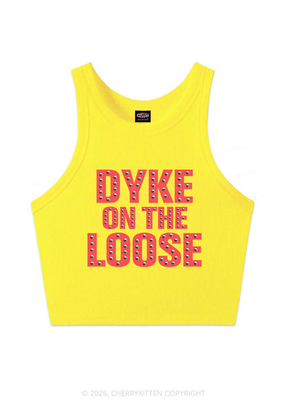 Dyke On The Loose Pride Y2K Crop Tank Top Cherrykitten