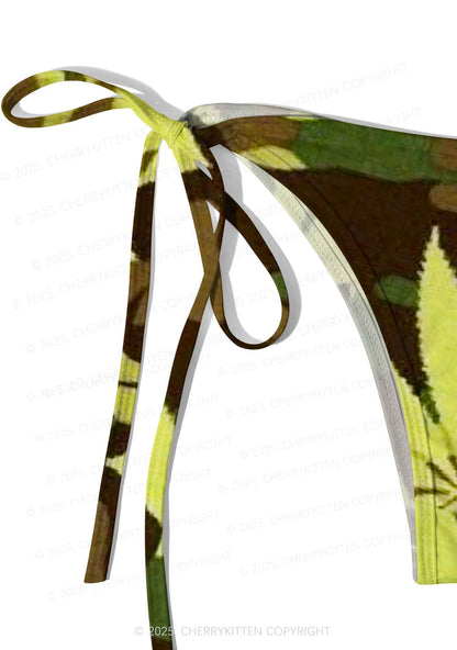 Camouflage Leaf Y2K Print Bikini Set Cherrykitten