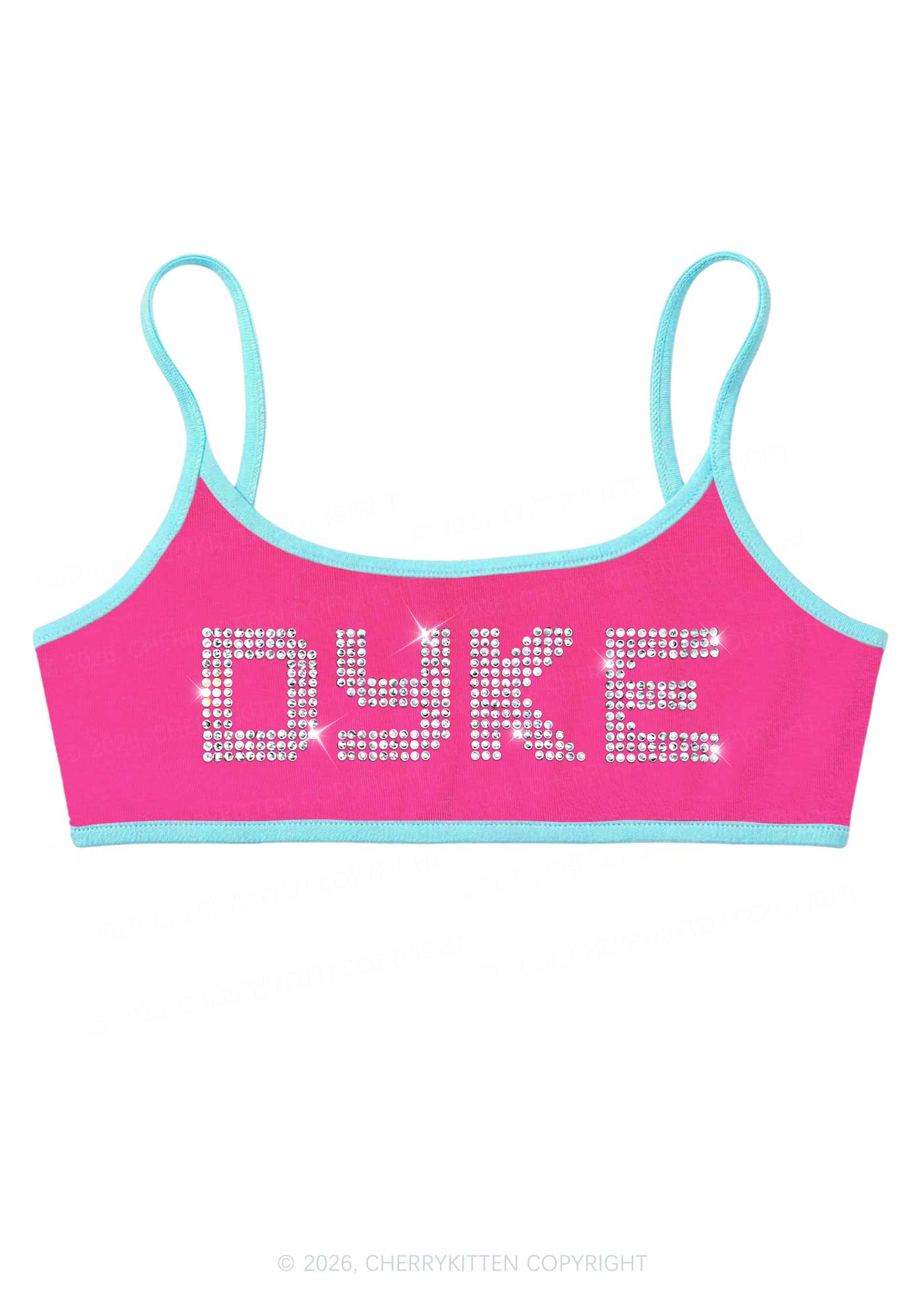 Rhinestone Dyke Pride Y2K Super Crop Cami Cherrykitten